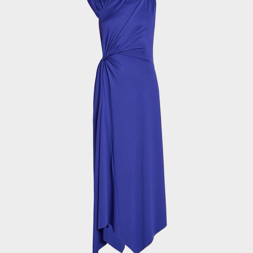 Victoria Beckham- Asymmetric Knotted Midi Dress - Bright Indigo